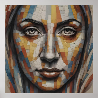 Mosaic Art Face Poster