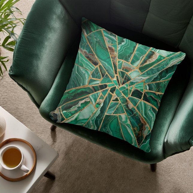 Mosaic Art - Green Marble Malachite Cushion (Creator Uploaded)