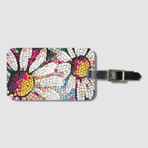 Mosaic Art Stained Glass Floral Pattern Luggage Tag