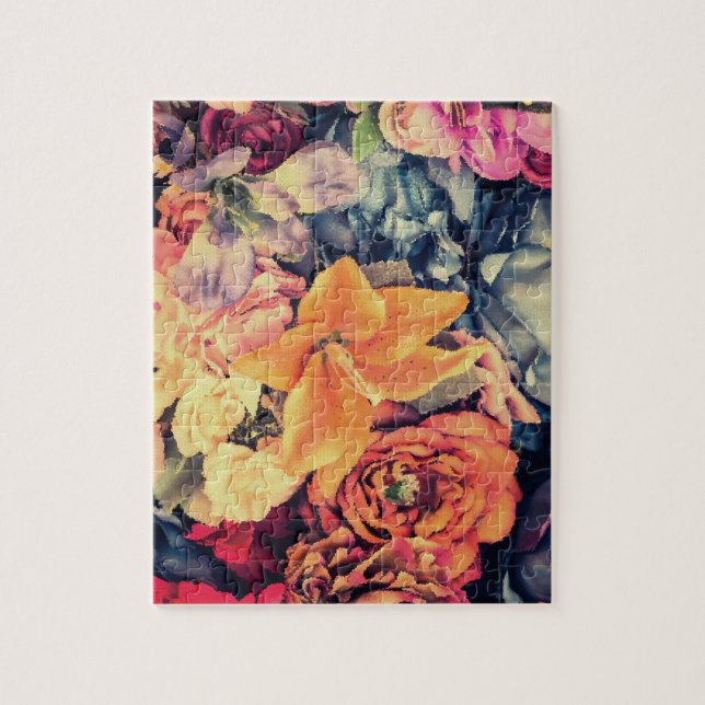 Mosaic Autumn Flowers Jigsaw Puzzle (Vertical)