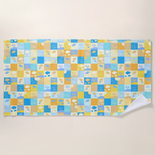 Mosaic beach and ocean inspired summer beach towel