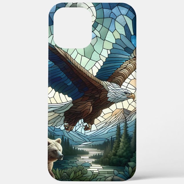 Mosaic Bear and Eagle in the Mountains  Case-Mate iPhone Case (Back)