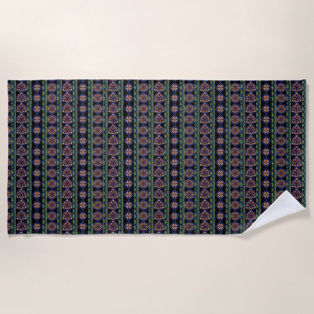Mosaic black beach towel (Front)
