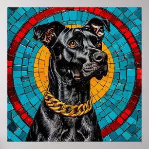 🐶 Mosaic Black Dog Wall Art For Pet Lovers Decor 