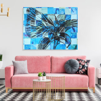 Mosaic blue butterfly canvas print