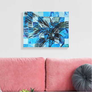 Mosaic blue butterfly canvas print