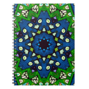 Mosaic Blue Green Hippie Boho Mandala Notebook