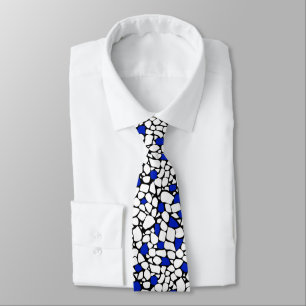 Mosaic blue white black abstract pattern tile retr tie