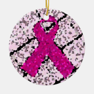 Mosaic Breast Cancer Ribbon Ceramic Tree Decoration