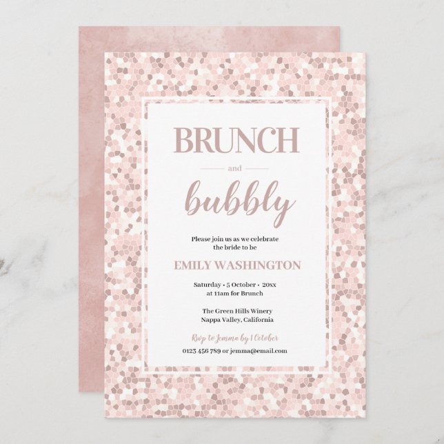 Mosaic Bridal shower Brunch & Bubbly Invitation (Front/Back)