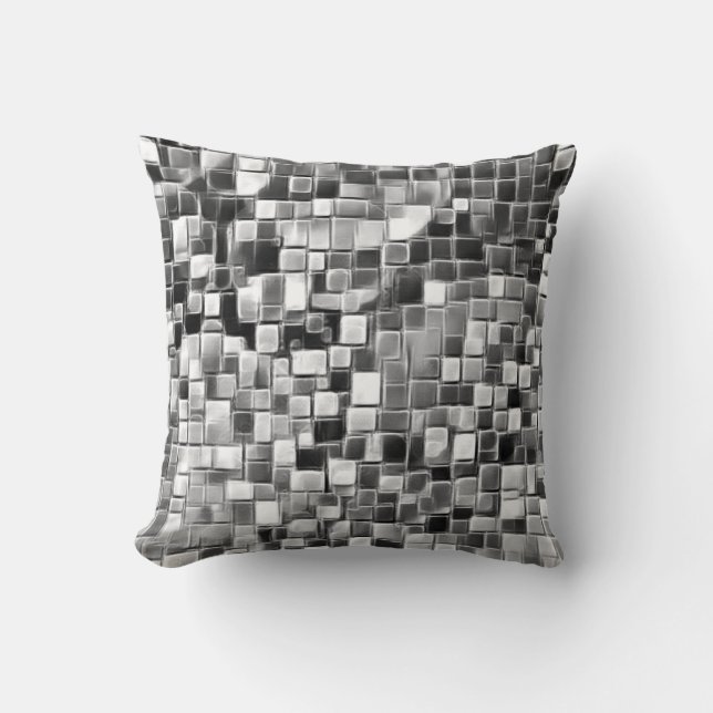 Mosaic Bubble Art / Black & White / Cushion (Front)