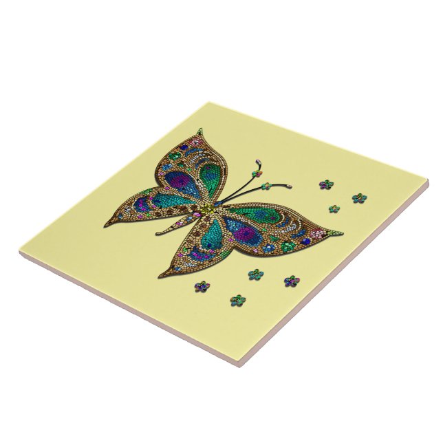 Mosaic Butterfly Yellow Tile (Side)