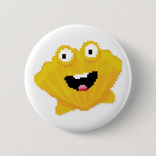 Mosaic cartoon mollusk 6 cm round badge