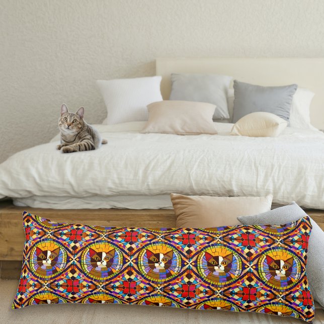 Mosaic Cat - Unusual Colourful Tiles - Cute Calico Body Cushion (Creator Uploaded)