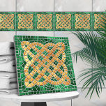 Mosaic Celtic knot - green marble and gold<br><div class="desc">Mosaic Celtic knot - green marble and gold</div>