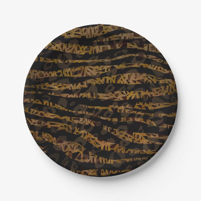Mosaic Chic Elegant Safari Glam Jungle Party Paper Plate (Front)