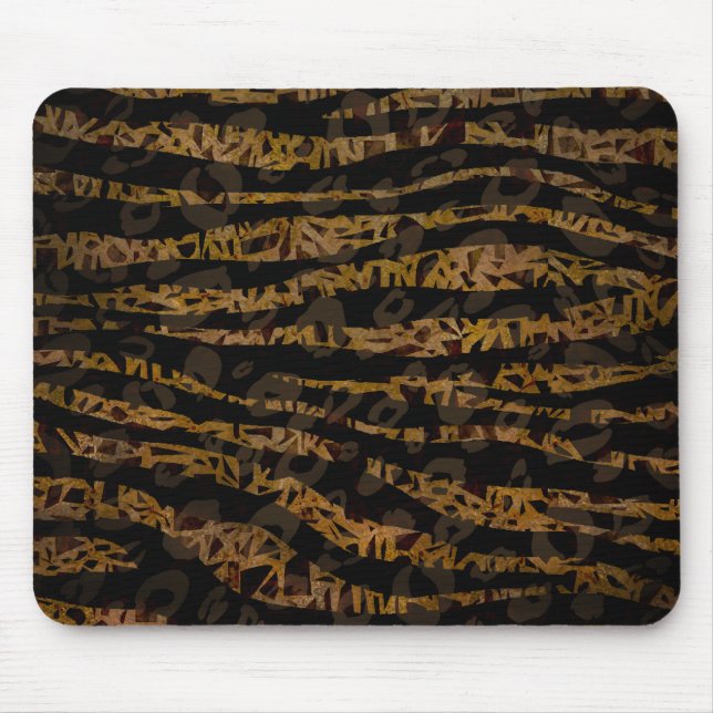 Mosaic Chic Elegant Safari Glam Jungle Print Mouse Pad (Front)