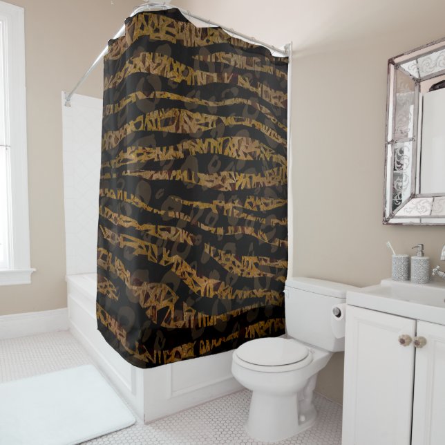 Mosaic Chic Elegant Safari Glam Jungle Shower Curtain (In Situ)