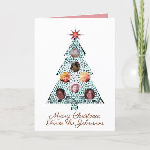 Mosaic Christmas Tree Photos Folded Holiday Card