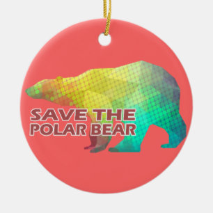 MOSAIC COLOR POLAR BEAR(SAVE THE POLAR BEAR) CERAMIC TREE DECORATION