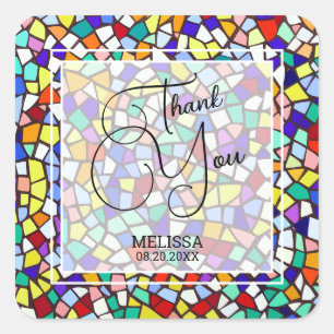 Mosaic Colorful & Fun Thank You Square Sticker