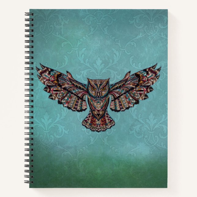 Mosaic colourful Owl Notebook (Front)