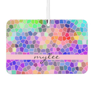 Mosaic Colourful Rainbow Pink Monogram Abstract Car Air Freshener