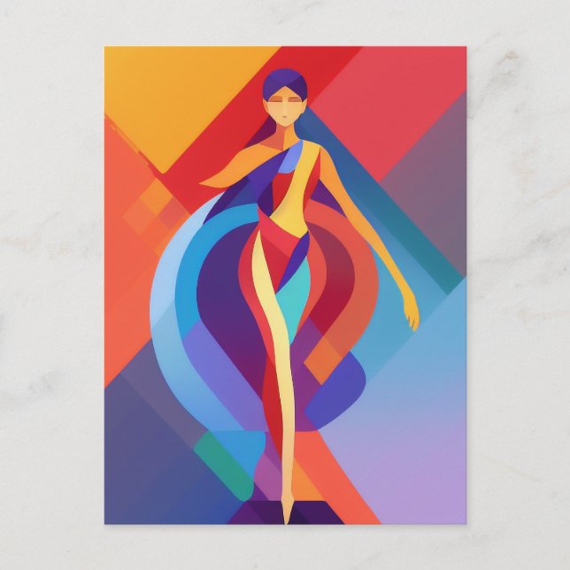 Mosaic, colourful woman, vector design postcard (Front)