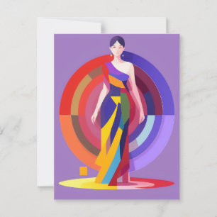Mosaic, colourful, woman, vector design postcard