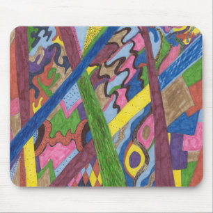 "Mosaic Cross Roads" Abstract Art Mouse Pad