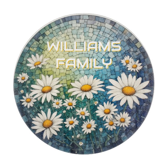 Mosaic Daisy Glass Cutting Board (Front)