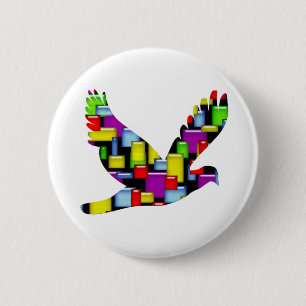 mosaic dove 6 cm round badge