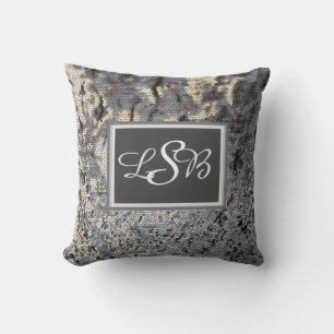 Mosaic Earth Tone Abstract Tiled Pattern Monogram Cushion