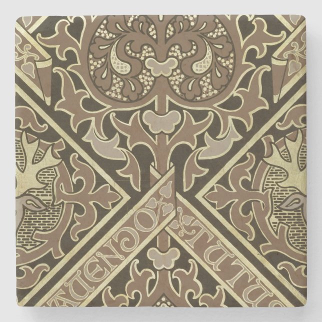 Mosaic ecclesiastical wallpaper design stone coaster (Front)