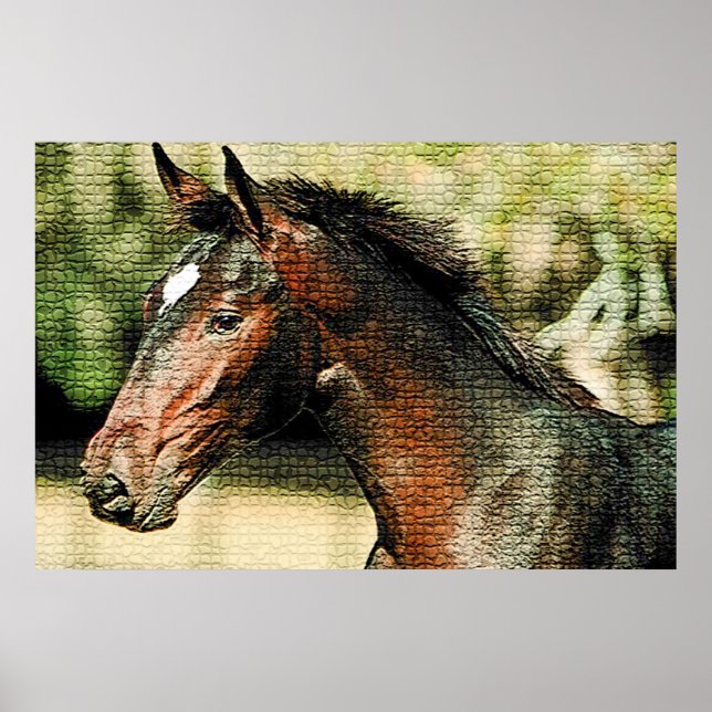 Mosaic Effect Horse Poster (Front)