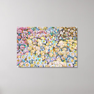 MOSAIC EFFET of chrysanthemum flowers on canvas  Print
