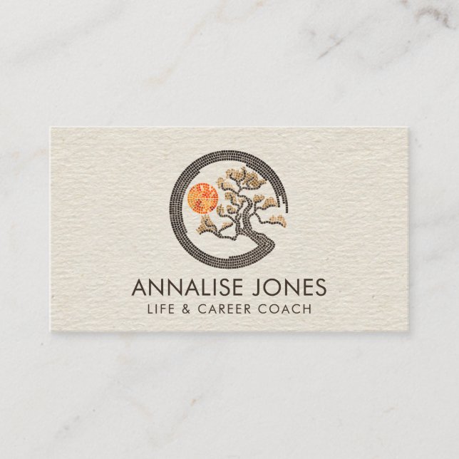 Mosaic Enso Circle and Bonsai Tree Business Card (Front)