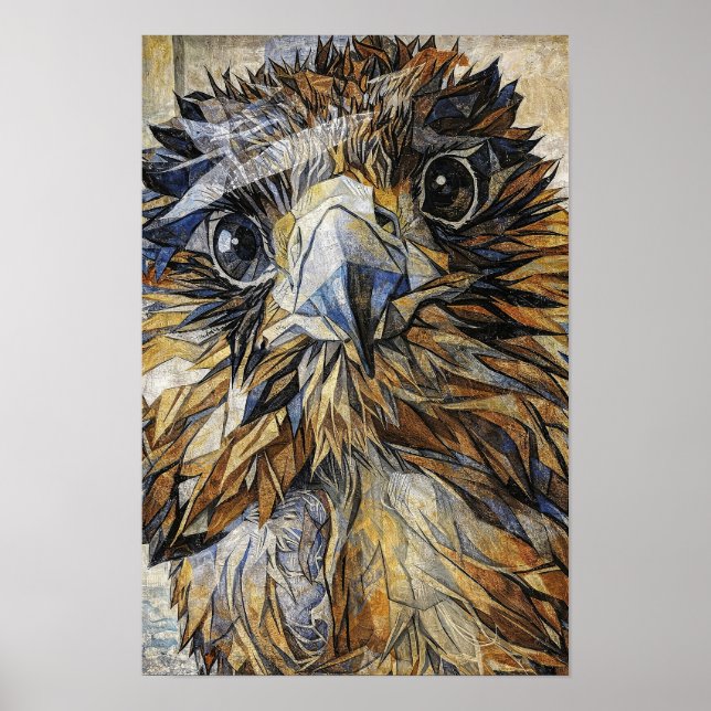 Mosaic Falcon - Geometric Bird of Prey Wall Art (Front)