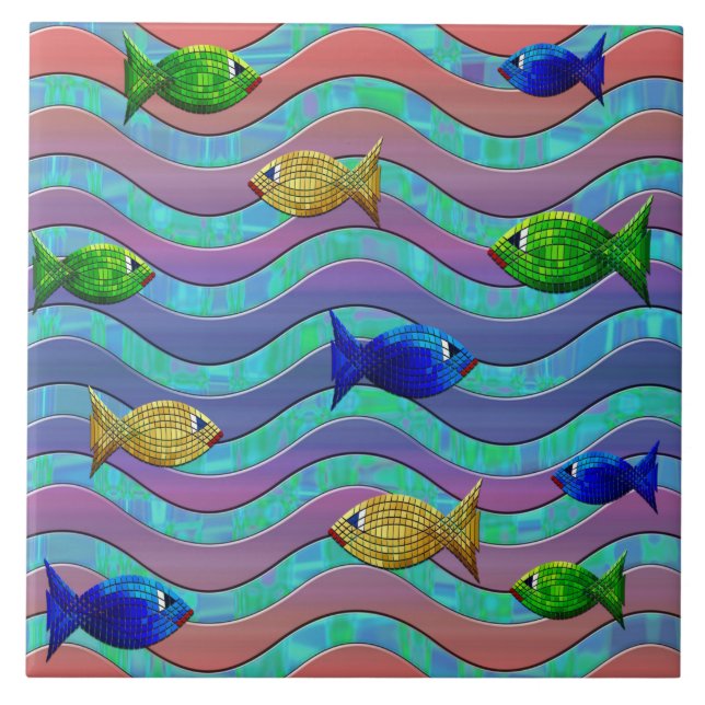 mosaic fish ceramic tile (Front)