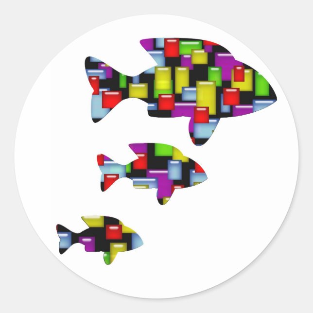 mosaic fish classic round sticker (Front)