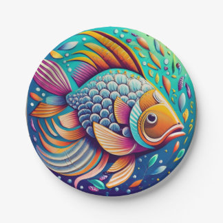 mosaic fish paper plate