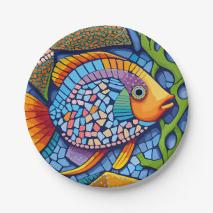 mosaic fish paper plate