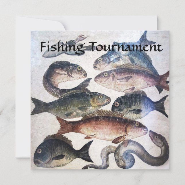 MOSAIC FISHES,OCEAN SEA LIFE FISHING TOURNAMENT INVITATION (Front)