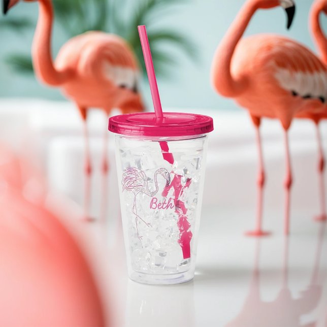 Mosaic Flamingo Personalised Acrylic Tumbler (Creator Uploaded)