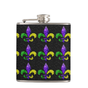 Mosaic Fleur-de-lis Hip Flask