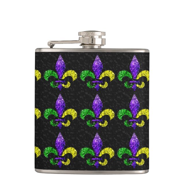 Mosaic Fleur-de-lis Hip Flask (Front)