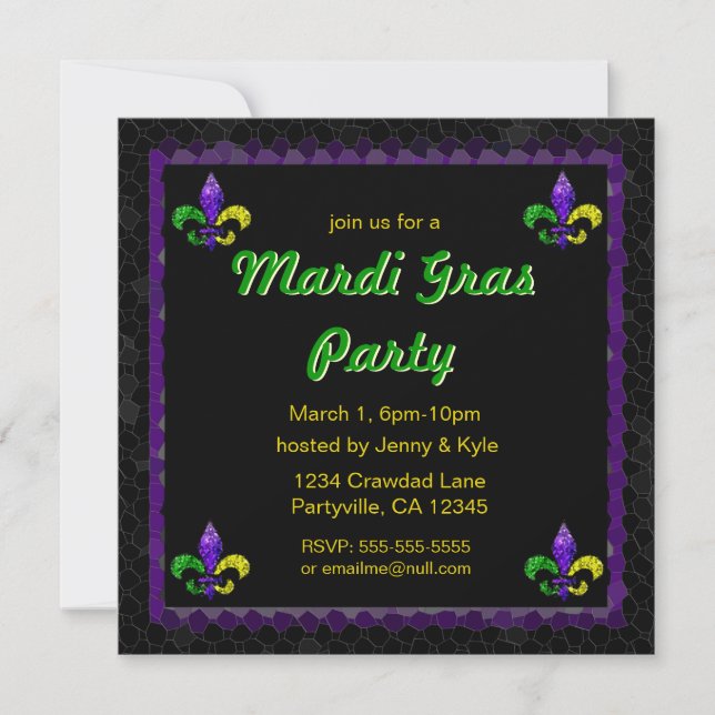 Mosaic Fleur-de-lis Invitations (Front)
