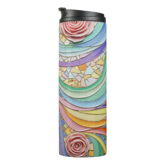 Mosaic floral colours thermal tumbler