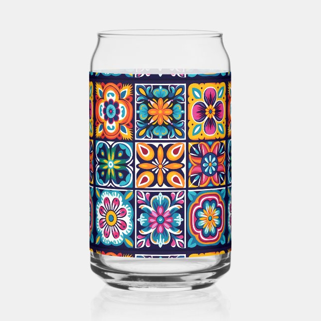 Mosaic Floral mix Can Glass (Front)