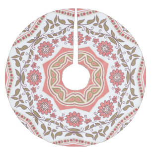 Mosaic Floral Star: Seamless Pattern Brushed Polyester Tree Skirt